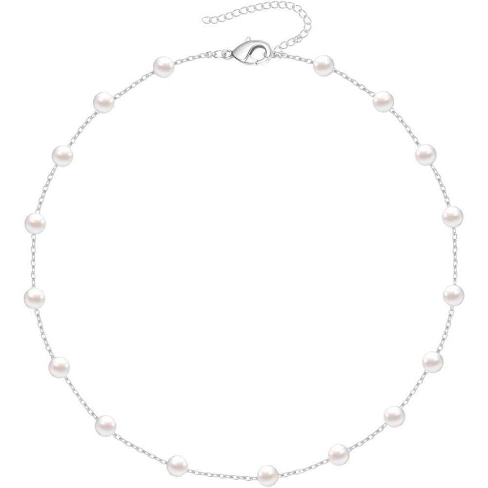 Elegant Pearl Choker Necklace with 18k Gold Chain - Adjustable & Hypoallergenic - Picture 1 of 7